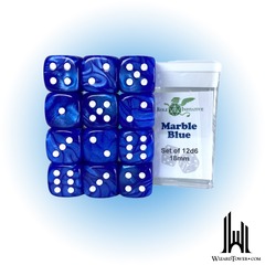 SET OF 12D6 PIPS DICE: MARBLE BLUE 18MM